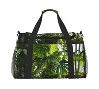 Monstera Deliciosa Banana Palm Print - Bolsas de noche para mujeres y hombres, bolsa de hombro para viajes, artículos esenciales de viaje, Negro -, Talla única