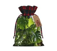 Monstera Deliciosa Banana Palm Print Christmas Drawstring Eco-Friendly Gift Bags For Festive Birthday Wrapping Needs