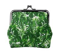 Monstera Deliciosa Banana Palm Printed Kiss Lock - Monedero de piel sintética para viajes, compras y salidas diarias