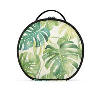 Monstera Deliciosa - Neceser colgante de viaje con separadores ajustables, diseño de hojas de color verde lago y blanco perla, 11 pulgadas