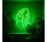Monstera Hoja Neón Cartel Verde Hoja Luz de Neón Monstera Mint Letrero LED Colgante de Pared para Decoración de Jardín Regalo para Amantes de las Plantas Decoración Estética