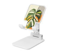 Monstera Leaf Boho - Soporte plegable para teléfono celular, altura de ángulo ajustable, soporte portátil para escritorio, compatible con todos los teléfonos inteligentes, estilo blanco