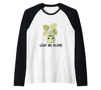 Monstera Leaf Me Alone Lindo Juego de Palabras Camiseta Manga Raglan