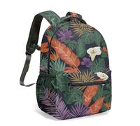 Monstera Leaf - Mochila tropical de 41 cm, estampado botánico, color azul oscuro, bolsa floral para regalo escolar y de viaje, 02., L, Casual