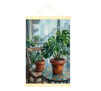 Monstera - Lienzo decorativo para colgar en la pared, diseño botánico contemporáneo de silla, mesa, primavera, color verde, impresiones artísticas para el hogar, dormitorio, sala de estar, 20 x 28