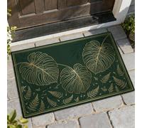 Monstera - Tapete de bienvenida para puerta, diseño botánico de hojas de helecho natural N/A, verde, antideslizante, atrapasuciedad, para el hogar, interior, exterior, entrada, porche, decoración de