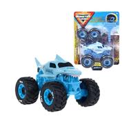 MonsterJam Mechanix - Vehículo a Escala 1:43 con Piezas Desmontables, Incluye Destornillador y 4 Ruedas, Modelo Megalodon, 4 Modelos Disponibles para Coleccionar, Famosa (MNJ00300)