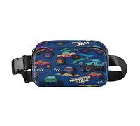 Monsters Jam - Riñonera de moda con temática de Jam para mujeres y hombres, mini bolsa deportiva cruzada con correa ajustable para entrenamiento, correr, senderismo