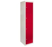 MonsterShop- Taquilla Metálica para Ensamblar con 4 Puertas Rojas 45x38x180cm Casillero Locker Organizador para Oficinas,Escuelas,Gimnasios y Vestuarios 2 llaves por Puerta,2 Imanes+Tarjetas de Nombre