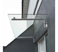 MonsterShop - Toldo de Cristal 144cm x 80cm en Acero Inoxidable para Puertas Externas Marquesina Puerta Exterior Cobertizo Funda Cubierta para Puerta con llave Soportes Abrazaderas + Pernos GRATIS