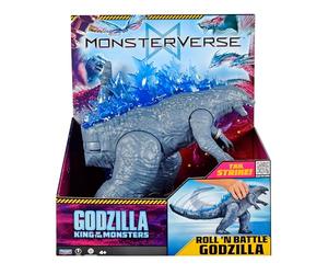 MONSTERVERSE Giant Godzilla 28 cm Roll & Battle Tail Attack, Figura con Cambio de Color Azul, Movimiento de Cola, Piernas y Brazos, Inspirada en Godzilla vs. Kong, Famosa (MN320200)
