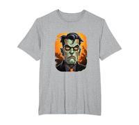 Monstruo de Dibujos Animados de Frankenstein Halloween Frankenstein Camiseta, Hombre Tallas Grandes, Gris Jaspeado, 3X Alto