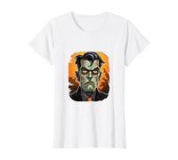 Monstruo de Dibujos Animados de Frankenstein Halloween Frankenstein Camiseta, Mujer, Blanco, M