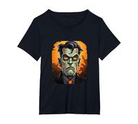 Monstruo de Dibujos Animados de Frankenstein Halloween Frankenstein Camiseta, Mujer Tallas Grandes, Negro, 1XL Grande