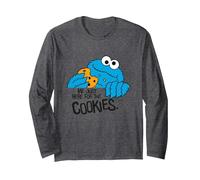 Monstruo De Galletas De Barrio Sésamo Jajaja Aquí para Las Galletas Retro Manga Larga, Unisex para Adultos, Jaspeado Oscuro, S