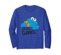 Monstruo De Galletas De Barrio Sésamo Jajaja Aquí para Las Galletas Retro Manga Larga, Unisex para Adultos, Azul Real, XXL