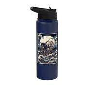 Monstruo de pulpo mítico Kraken japonés Ukiyo-e Woodprint Stainless Steel Insulated Water Bottle