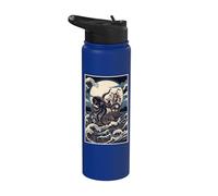 Monstruo de pulpo mítico Kraken japonés Ukiyo-e Woodprint Stainless Steel Insulated Water Bottle