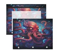 Monstruo Del Pulpo Del Mar Estuches para Lápices Transparentes para Archivador de 3 Anillas(2 Pack)