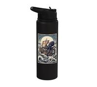 Monstruo gigante de pulpo Kraken Ukiyo-e Monstruo marino japonés Stainless Steel Insulated Water Bottle