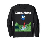 Monstruo recuerdo del lago Ness Nessie Escocia mapa Highland Manga Larga