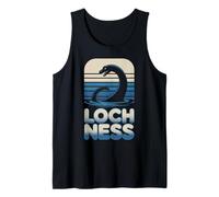 Monstruo Retro del Lago Ness, Divertida Criatura mítica Escocesa Camiseta sin Mangas