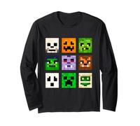 Monstruos Cabeza Cuadrada Halloween Pixel Fantasma, Zombi, Calabaza Manga Larga