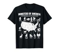 Monstruos De América Mapa Cryptid Estados Unidos Folklore Camiseta