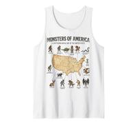 Monstruos De América Mapa Cryptid Estados Unidos Folklore Camiseta sin Mangas
