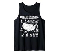 Monstruos De América Mapa Cryptid Estados Unidos Folklore Camiseta sin Mangas