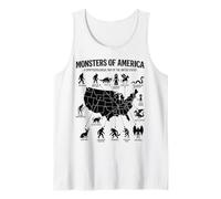 Monstruos De América Mapa Cryptid Estados Unidos Folklore Camiseta sin Mangas