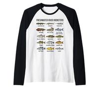 Monstruos de Río de Agua Dulce Grandes Especies de Peces de Agua Dul Camiseta Manga Raglan