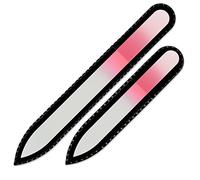 Mont Bleu Conjunto de 2 limas de uñas de cristal de color en estuche de negro - vidrio templado checo auténtico - Fabricado a mano en la República Checa