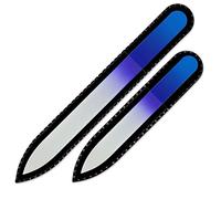 Mont Bleu Conjunto de 2 limas de uñas de cristal de color en estuche de negro - vidrio templado checo auténtico - Fabricado a mano en la República Checa