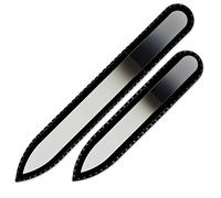 Mont Bleu Conjunto de 2 limas de uñas de cristal de color en estuche de negro - vidrio templado checo auténtico - Fabricado a mano en la República Checa