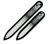 Mont Bleu Lima de Uñas de Cristal decoradas con cristales - conjunto de 2 - vidrio templado checo auténtico - Fabricado a mano en la República Checa