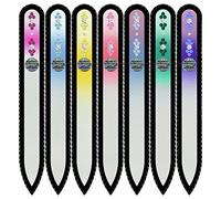 Mont Bleu Lima de Uñas de Cristal decoradas con cristales de Swarovski®, conjunto de 6 + 1 gratis, vidrio templado checo auténtico, Garantía de por vida | Fabricado a mano en la República Checa