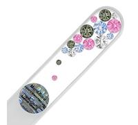 Mont Bleu Lima de uñas de cristal decoradas con cristales de Swarovski Elements, con funda de terciopelo negro | Lima de uñas artesanal de auténtico vidrio templado checo con garantía ilimitada