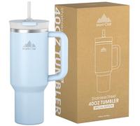 Mont-Clair Tumbler 40oz - Taza Termica Cafe para llevar con Pajita y Tapa - Vaso Termico Acero Inoxidable con Asa - Hermético - Fría durante 10 horas - Helada durante 48 horas - 1200ml - Azul Glaciar