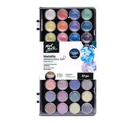 MONT MARTE Acuarelas Metalizadas - 36 Acuarelas - Pincel Incluido - Juego Compacto - Ideal para la Pintura con Acuarela