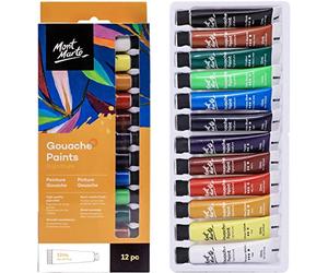 MONT MARTE Gouache - 12 piezas, tubos de 12 ml - Ideal para pintar témpera - Colores brillantes y resistentes a la luz con gran opacidad - Ideal para Principiantes, Profesionales y Artistas
