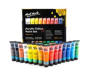 MONT MARTE Juego de Pintura Acrílica Premium - 18 piezas (Tubos 36ml) - Ideal para Pintura Acrílica - Colores Brillantes y Luminosos con gran opacidad - Perfecto para Principiantes y Profesionales