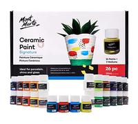 Mont Marte Juego de pinturas cerámicas, 26 unidades de 20 ml, pinturas de porcelana opacas, ideal para pintar tazas, jarrones, vasos y cuencos