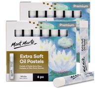 Mont Marte Pasteles al óleo extrasuaves, color blanco, 6 unidades, 2 unidades, colores pastel al óleo natural surtidos, vibrantes, mantecosos, versátiles pasteles artísticos para mezclar, capas y