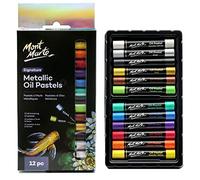 MONT MARTE Pasteles al Oleo Metalizada - 12 Piezas - Pasteles Fluorescente - Colores Intensos, Alta Pigmentación - Ideal para Pintar y Dibujar