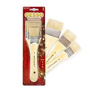 Mont Marte Pinceles para Gesso - 3 Pinceles de Cerda en Tamaños 2, 4 y 6 - Pinceles Planos - Ideal para Gesso, Acrílicos, Óleos, Acuarelas