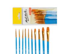 Mont Marte Pinceles para Principiantes - 10 Pcs - Juego de Pinceles Ideales para Pinturas al Óleo, Acrílicas, Gouache