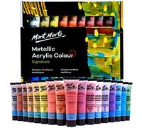 MONT MARTE Pintura Acrilica Metalizada - 36 Piezas, Tubos de 36 ml - Ideal para la Pintura Acrílica - Colores Resistentes a la luz con Gran Opacidad