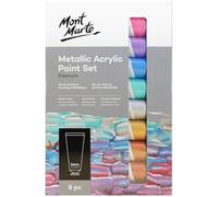 Mont Marte Pintura Acrilica Metalizada - 8 Piezas, Tubos de 36 ml - Ideal para la Pintura Acrílica - Colores Resistentes a la luz con Gran Opacidad