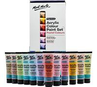 MONT MARTE Pintura Acrilica Pastel - 12 x 36ml - Alta opacidad y acabado satinado - Colores Pastel para Lienzo, Cartón, Papel, Cuero y más
